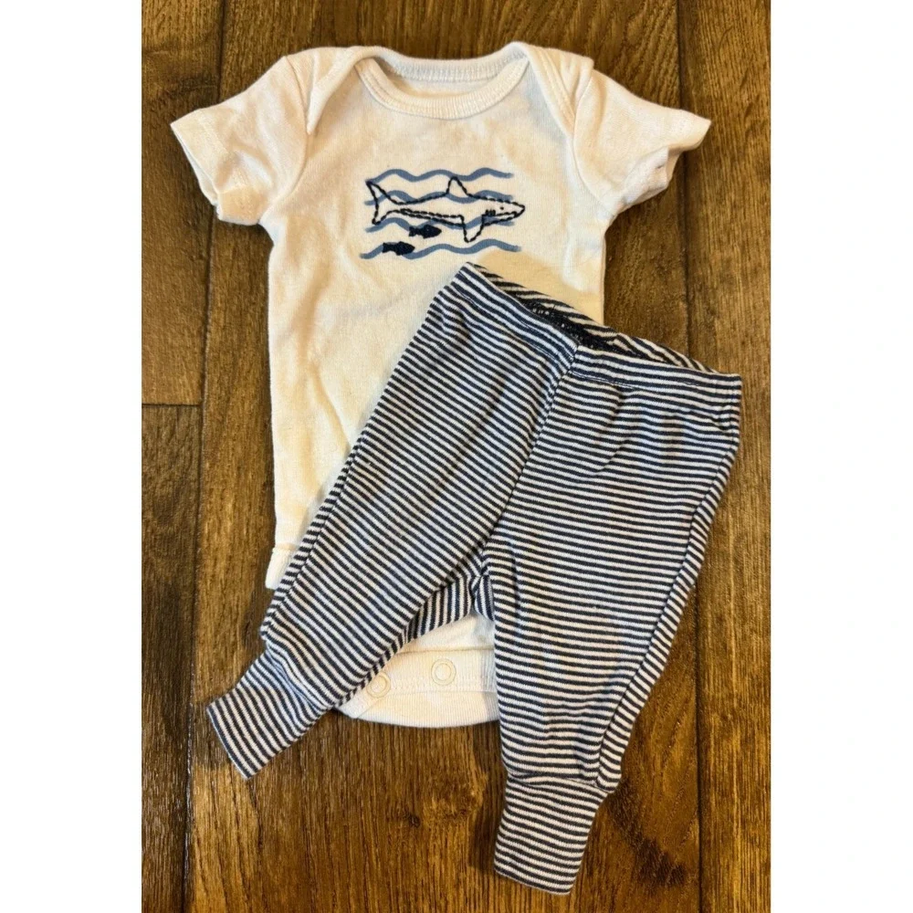 Carters Preemie Baby Boy Outfit‎ Bodysuit Pants 2 Piece Set Reborn Doll Shark